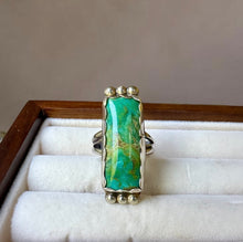 Load image into Gallery viewer, Rectangular Turquoise Statement Ring – Size 8
