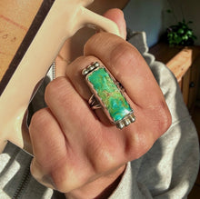 Load image into Gallery viewer, Rectangular Turquoise Statement Ring – Size 8
