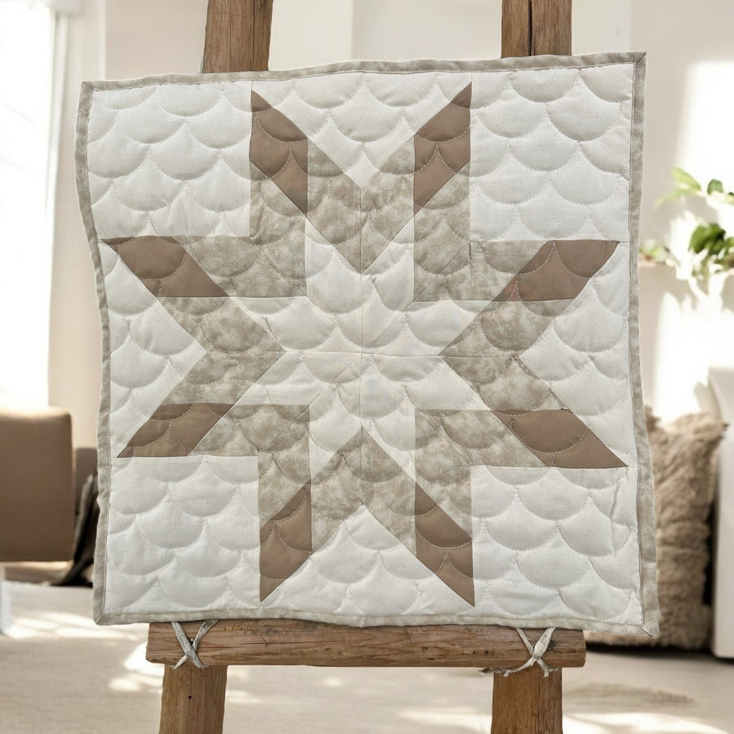 Soft Earth Star Quilt | 20x20 Wall Art