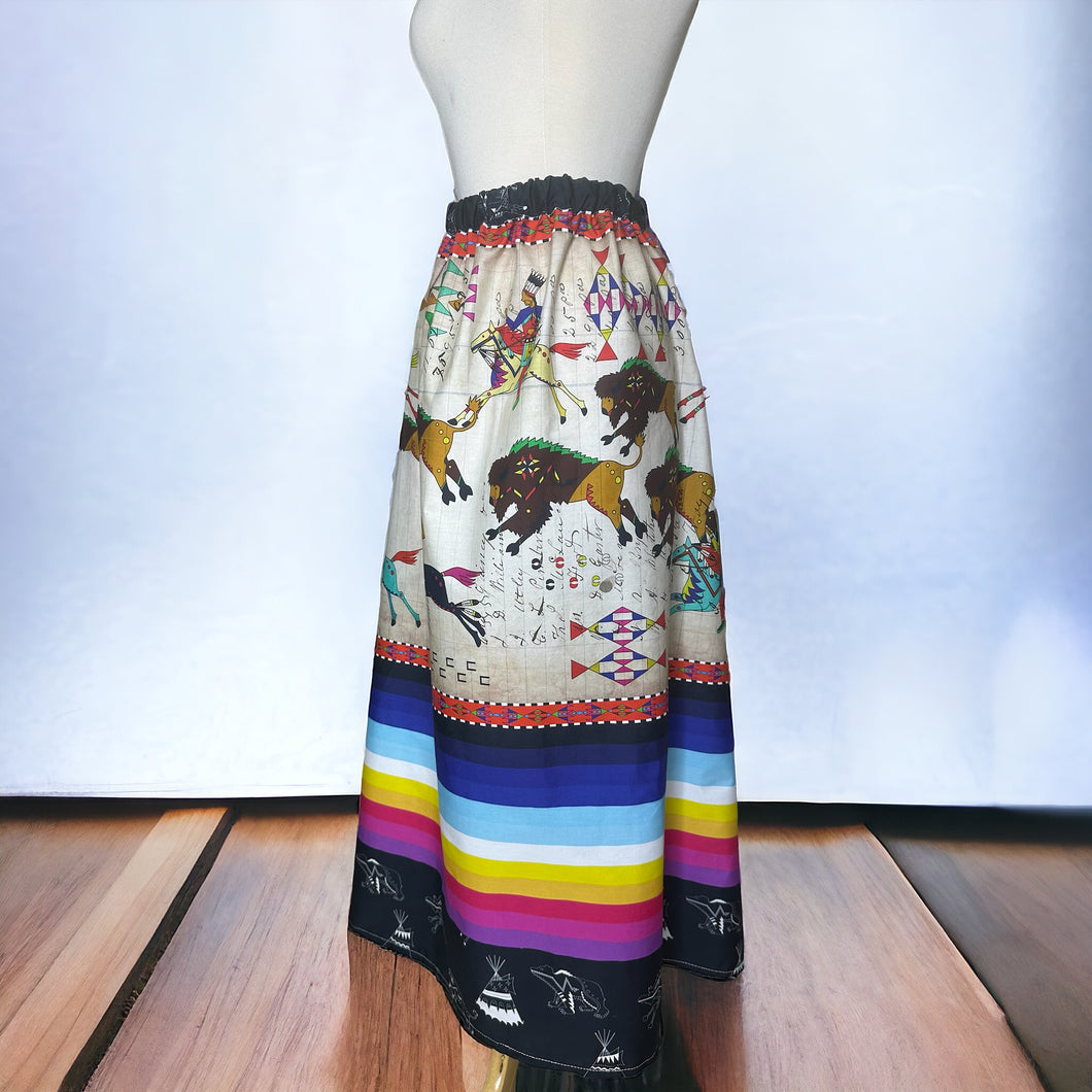 Native American ledger printed ribbon skirt