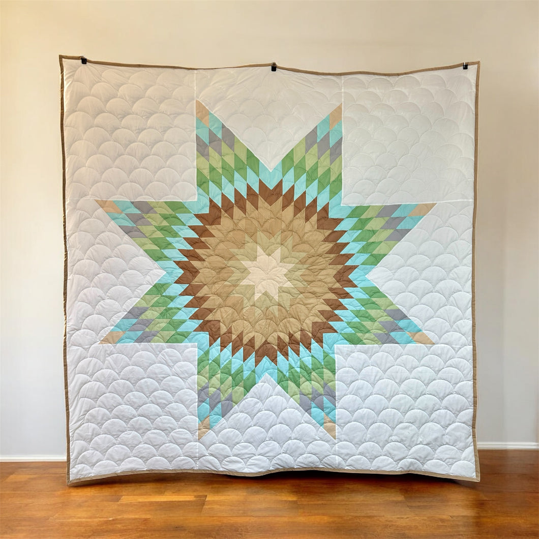 Full Size “Calm Current” Star Quilt
