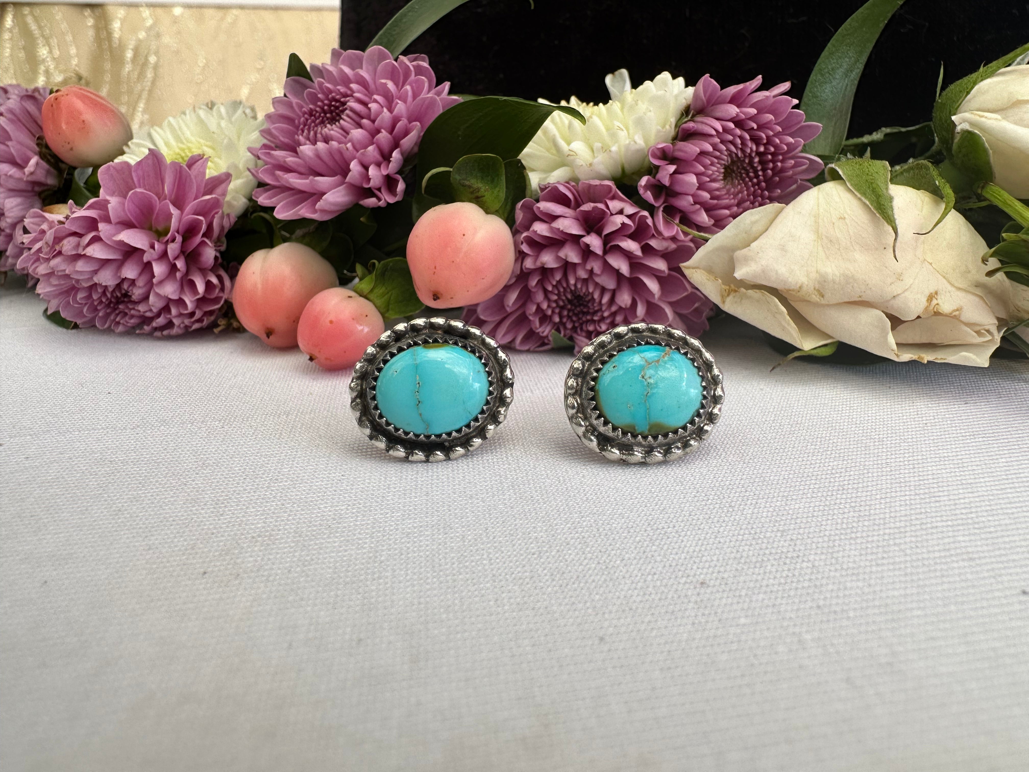 Genuine turquoise studs