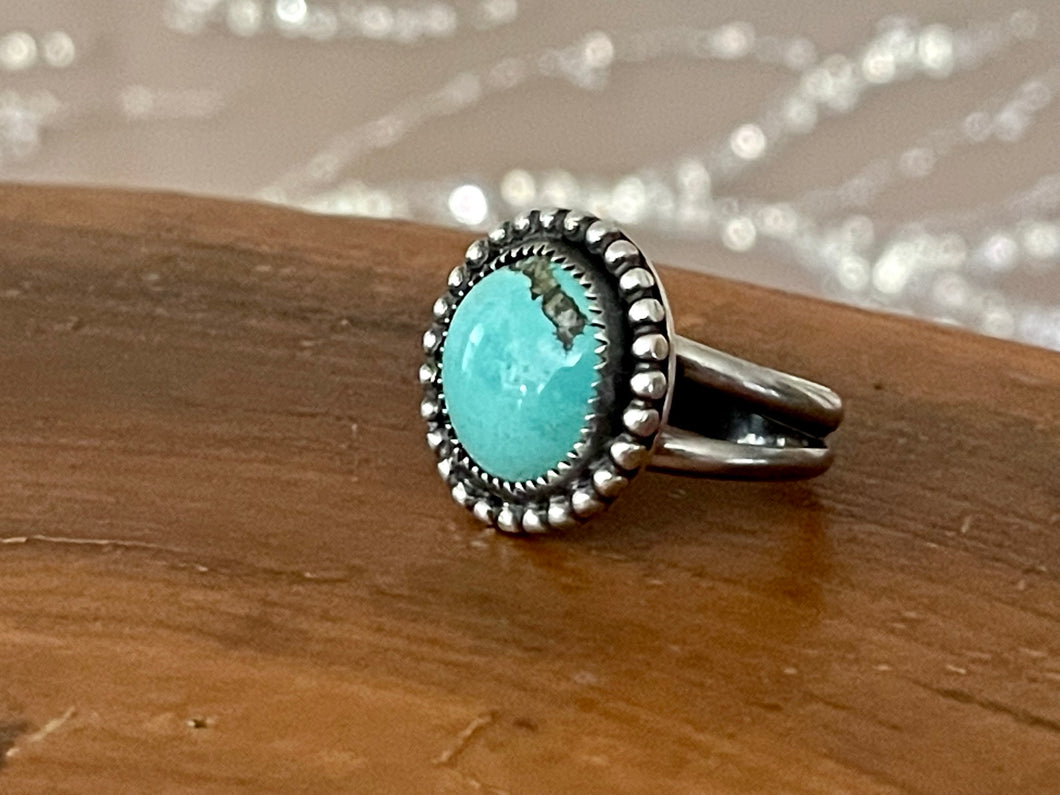 Natural Round Turquoise Ring sz 8