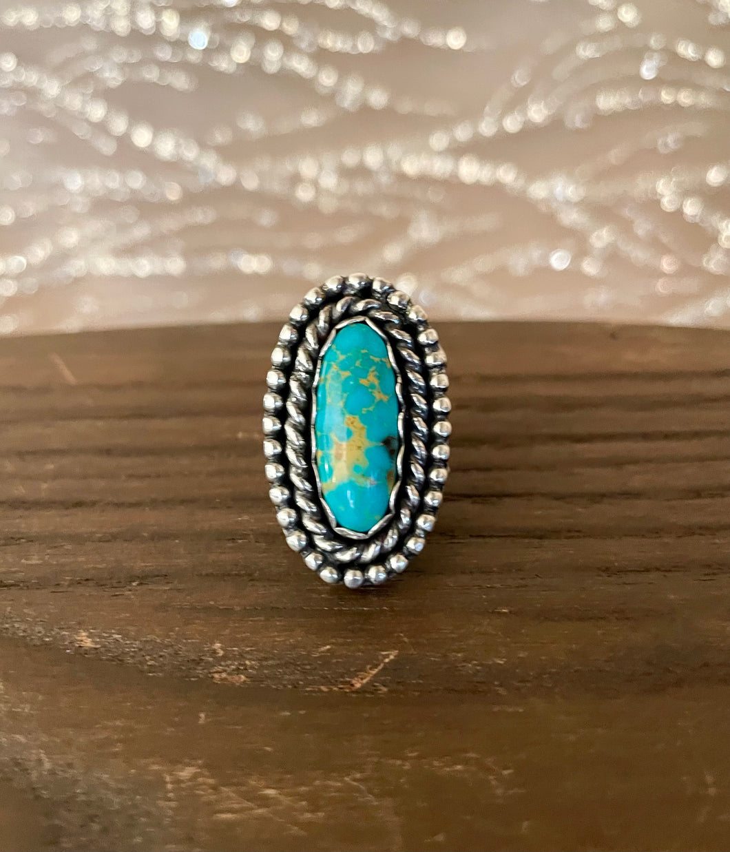 High Grade Natural Turquoise Mountain Ring sz 8